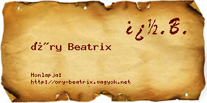 Őry Beatrix névjegykártya